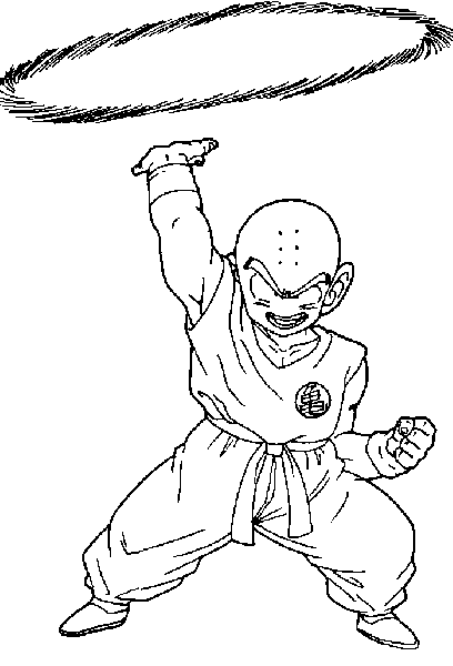 coloriage dragon ball Z Krilin lance une attaque